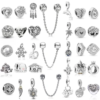 

2Pcs/Lot Silver-plate Charm DIY Charm Beaded Pendant, For Making Men Women Bracelet Jewelry Gifts,For Brand Charm Jewelry Make