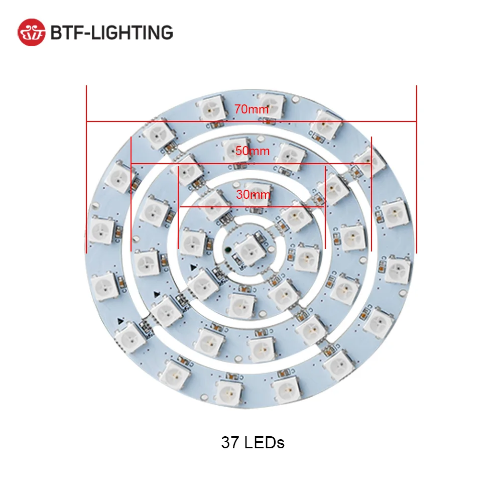 37 Leds White PCB WS2812B DIY RGB светодиодный кольцо 37/93/241 Пиксели WS2812 круглый модули SK6812 5050 встроенный RGB адресуемых DC5V СВЕТОДИОДНЫЙ круг Arduino кольцо - Испускаемый цвет: 37 Leds White PCB