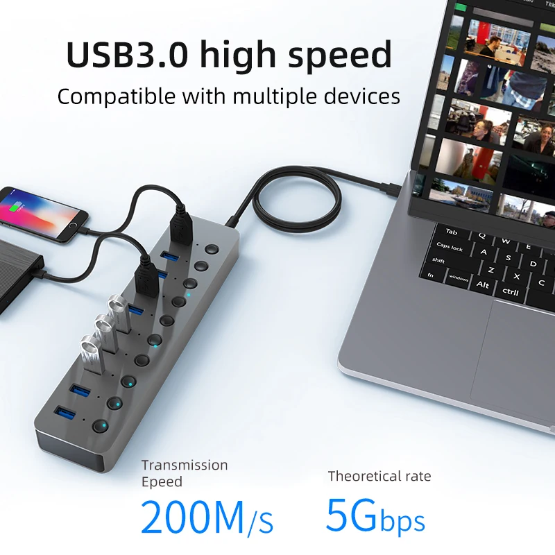 Blueendless USB 3 0 концентратор разветвитель с несколькими портами 7/10 расширитель