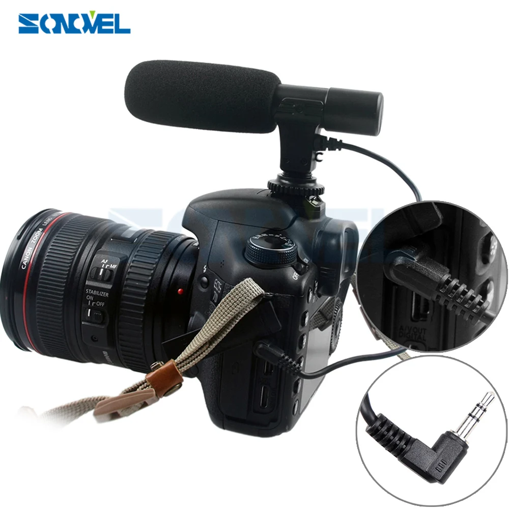 Mic-01 전문 샷건 콘덴서 카메라 마이크, 캐논 EOS M2 M3 M5 M6 800D 760D 750D 77D 80D 5Ds R 7D 6D 5D 마크 IV용