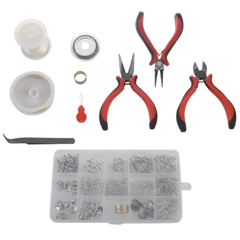 

15 Grids Metal Jewelry Making Kit DIY Necklace Materials Repair Tool with Accessories Findings and Beading Wires Adults Supplies