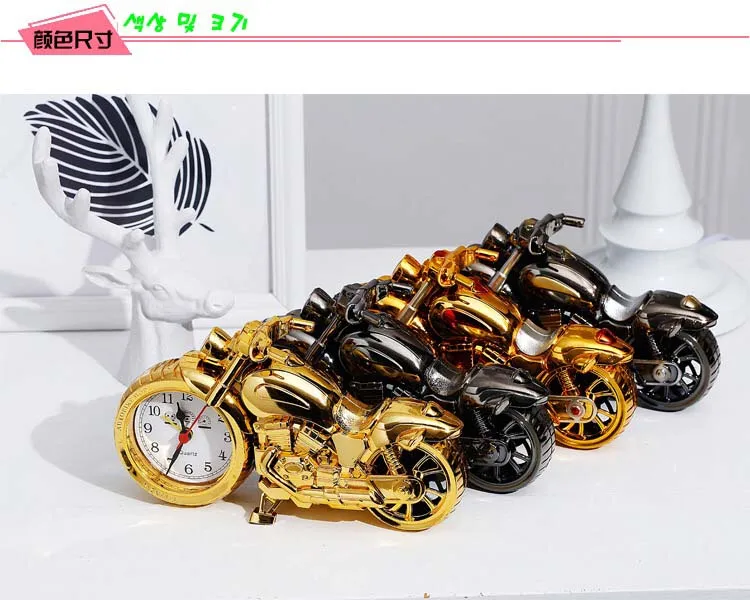 Motorcycle styling Round Alarm Clock Desktop Table Bedside Clocks Kids Adults Travel Clock Decor