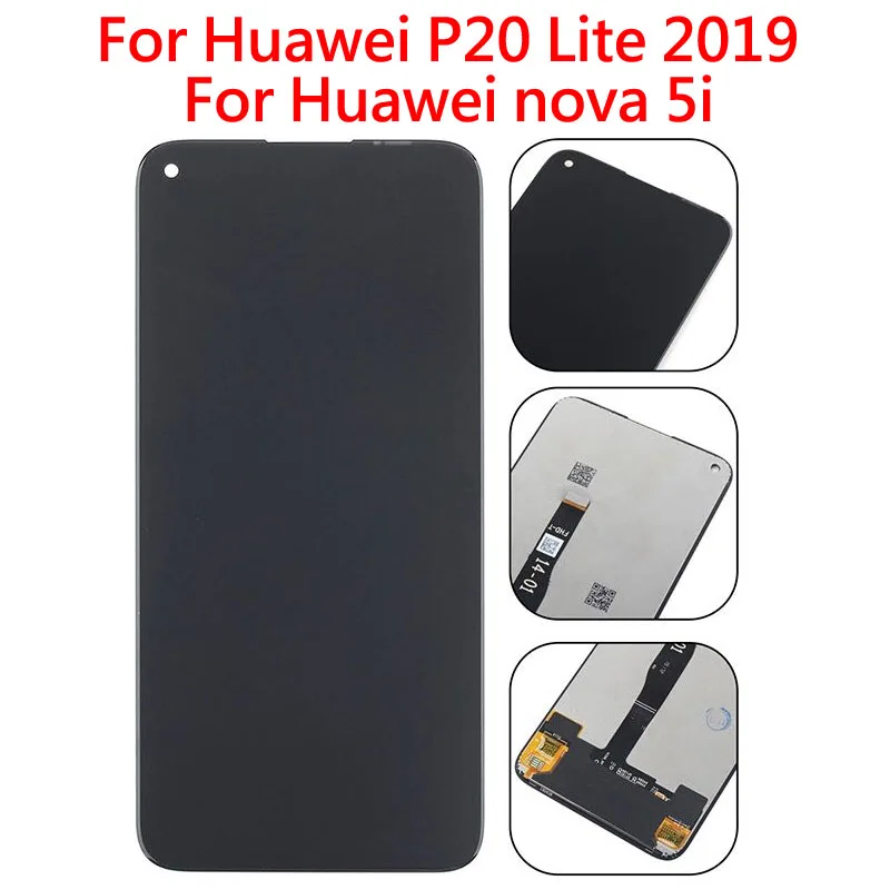 DHL 10 шт. черный 6,4 дюйма для huawei nova 5i/для huawei P20 Lite ЖК-дисплей с сенсорным экраном дигитайзер сборка