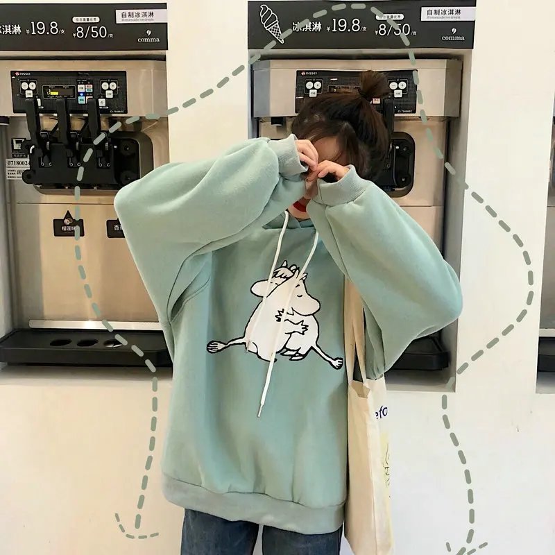 Весенние толстовки Kawaii Harajuku Толстовка с принтом желтая модная женская толстовка корейский Свободный Женский пуловер милый студенческий