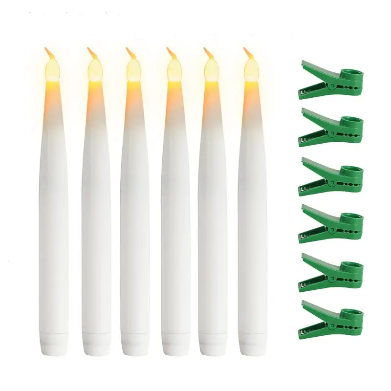 10pcs Flameless Taper Candles with Clips LED Electric Candles for Christmas Tree Decoration Home Decor