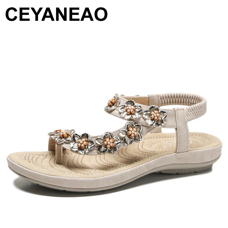 Сандалии CEYANEAOSummer женские из искусственной кожи босоножки на плоской подошве 2 см