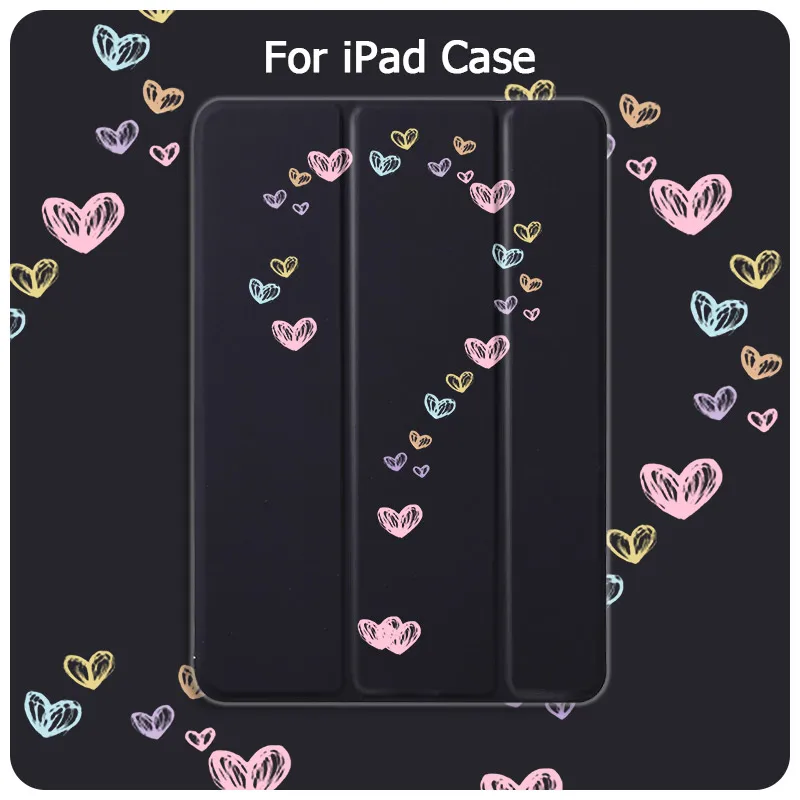 Мягкий чехол для iPad черный магнитный в форме сердца Mini 1/2/3 Air 2/3 Pro 2020 11 '񟭒