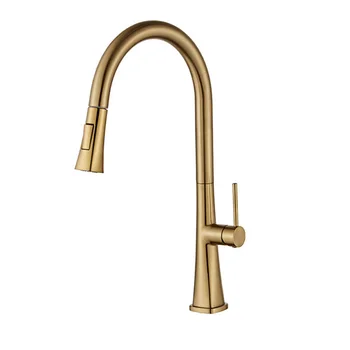 

Copper Cool and Hot Kitchen Faucet Washing Pot Rotary Tank Faucet Wire Drawing Gold Faucet
