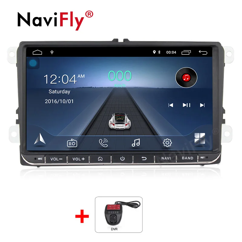 NaviFly 9 дюймов Android8.1 автомобильный Мультиплеер для Volkswagen golf 6 touran passat B7 Skoda сиденье с gps Навигатором Радио BT RDS - Цвет: add dvr