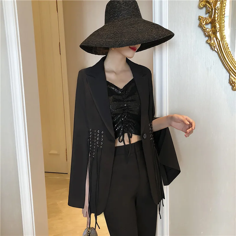 

Photo Shoot 2019 Autumn New Style 2019 Fashion Big Brand Bandage Cloth Suit Casual Elegant Able WOMEN'S Suit