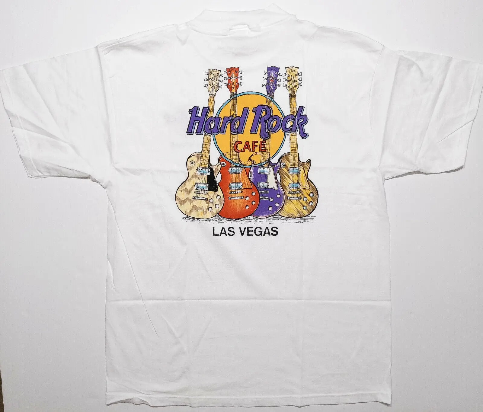 Maglietta Vintage Tultex Hard Rock Cafe Las Made Usa White Large L Fit ~ New