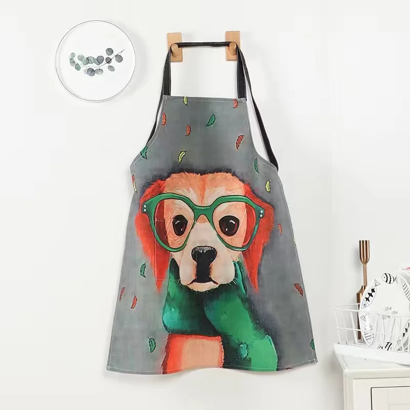 

High Quality Waterproof and oil resistant Kitchen Aprons for Cooking Adult Sleeveless Cotton Linen Aprons Q25-2
