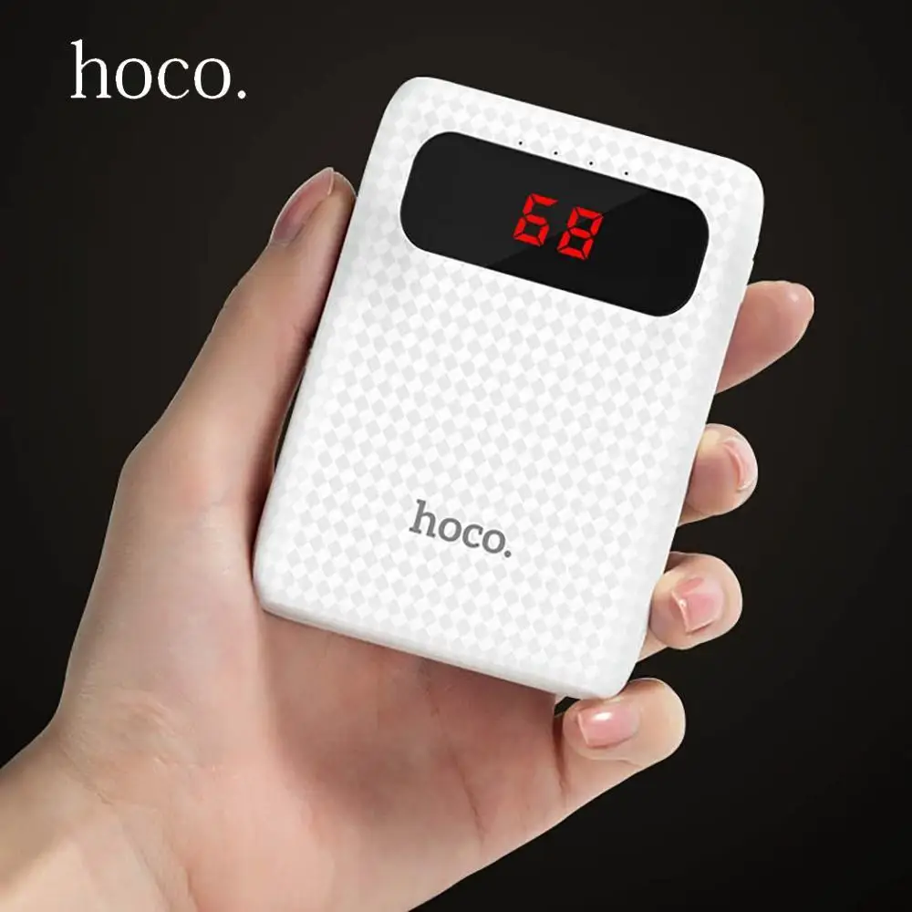 HOCO power Bank, 10000 мА/ч, быстрая зарядка, светодиодный, внешний аккумулятор, 18650, портативный, мини, внешний аккумулятор для iPhone 7, 8 X, Xiaomi, samsung, huawei