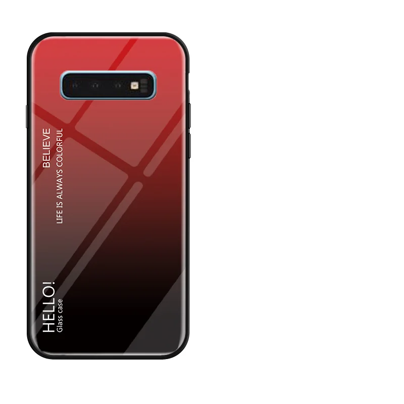Красный Градиентный Сменный стеклянный чехол для телефона samsung Galaxy S10 Plus SM G970, полная защита, Бампер для samsung S10 5G S10e, чехол для телефона - Цвет: Красный