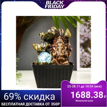 

Desktop fountain from the mains, lighting "Bronze Ganesha and lotuses" 22x13x13 cm