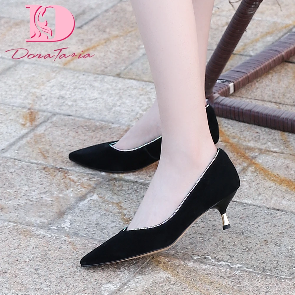 

Doratasia Hot New Design Kid Suede Pointed Toe Concise Office Pumps Woman Shoes Slip-On Spring/Autumn Lady Pumps Women Shoes