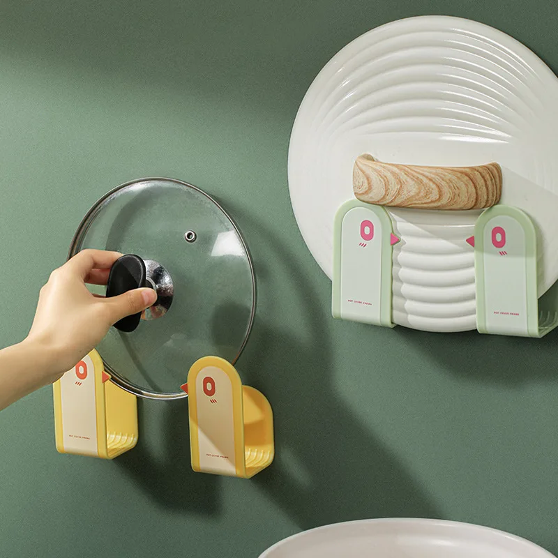 

Pot Lid Holder Wall-Mounted Hanging Holder for Pan Pot Cover Rack Plastic Kitchen Storage Rack Kitchen Organizer