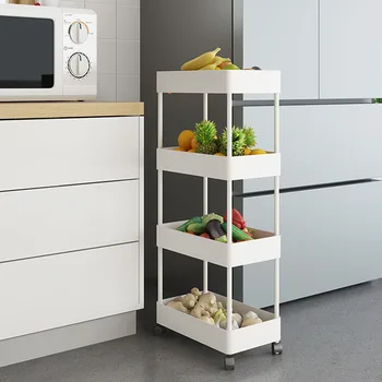 

Storage Holders Racks Kitchen Refrigerator Clip Slot Corner Storage Rack Floor Multi Layer Movable Vegetable Side Narrow Slot