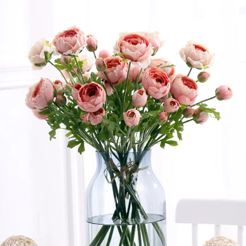 9 головок пион высокое качество искусственные шелковые цветы ранункулус asiatus