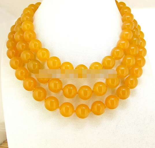 +++ 00427 50&quot Round10mm Yellow Jade Necklace Knotted Lariat Fashion Bead | Украшения и аксессуары