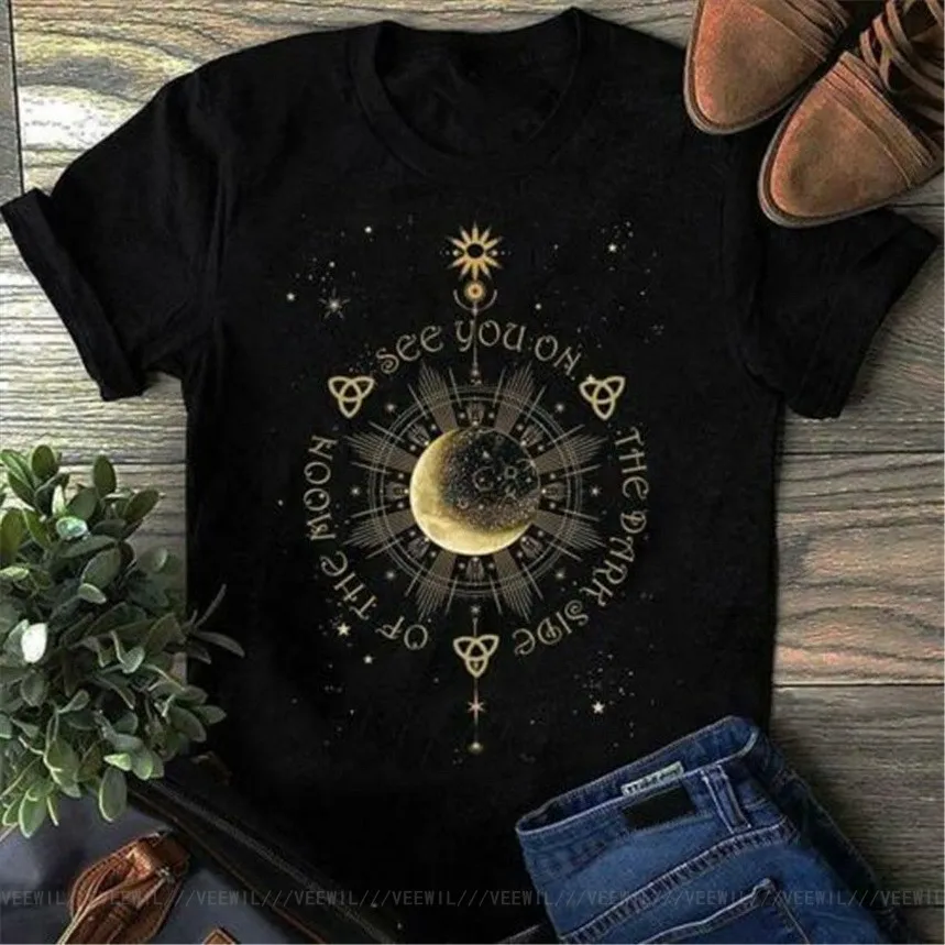 Хиппи Moon видеть вас на обратной стороне Луны Мужские черные дышащие футболка S 5XL