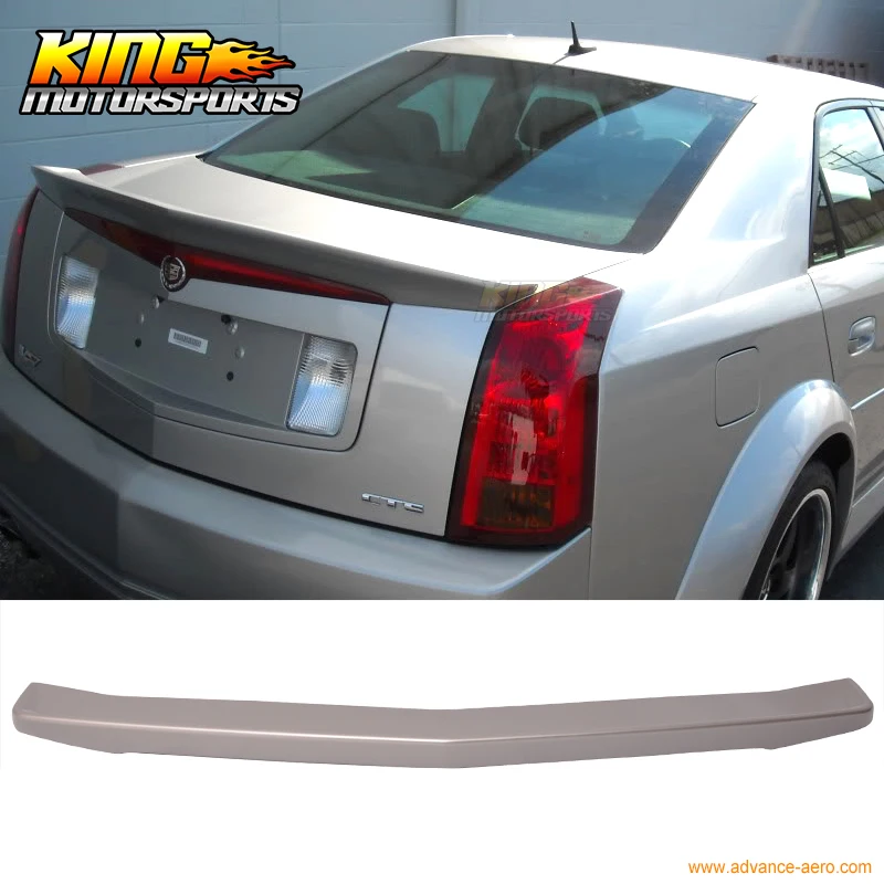 

Fits 03-07 4DR Sedan Cadillac CTS Flush Mount Style Trunk Spoiler Painted WA994L Tarnished Silver Metallic ABS