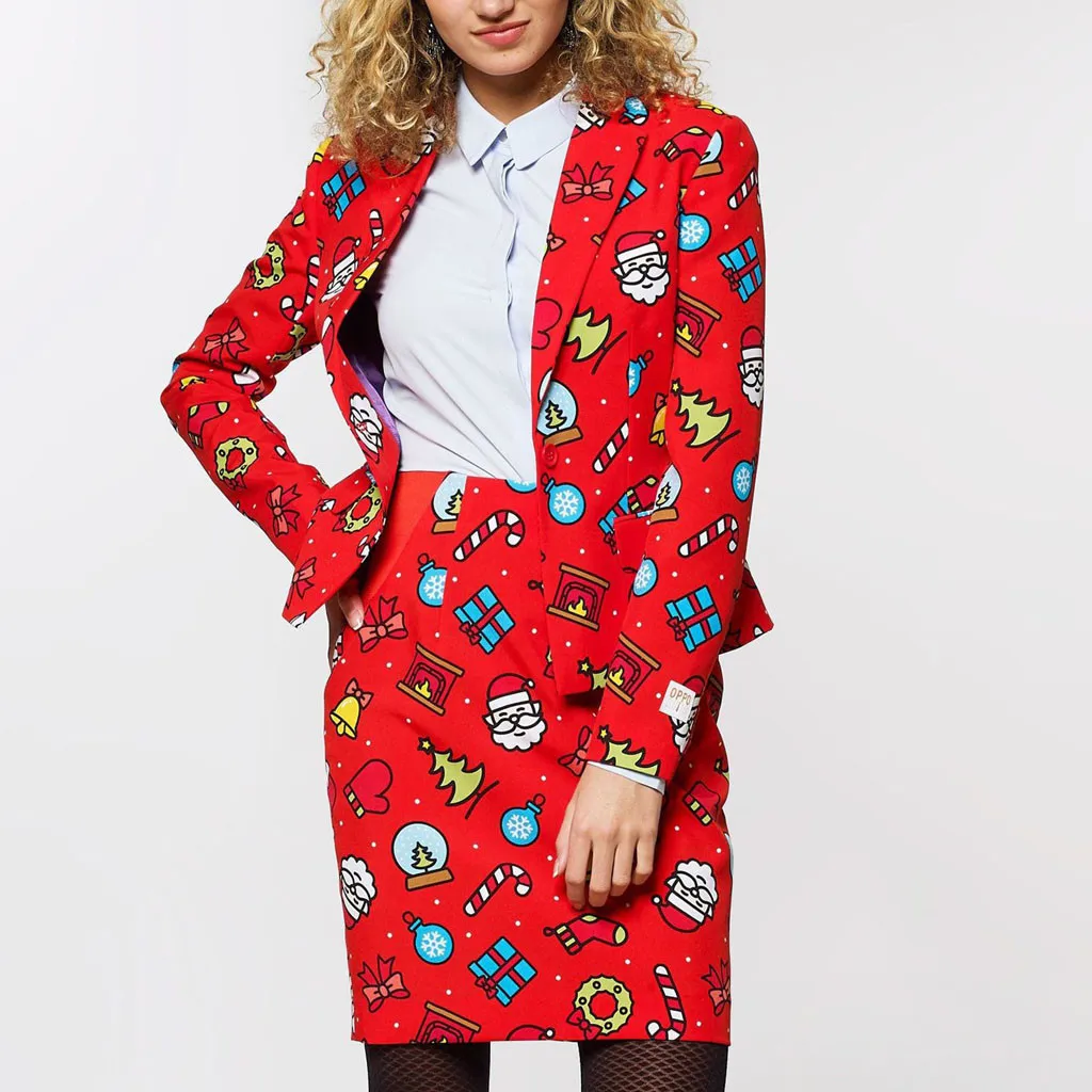 Страусиная Рождественская куртка с принтом, осенняя Женская куртка с карманами, отложной воротник, многоцветная Элегантная куртка на одной пуговице N30
