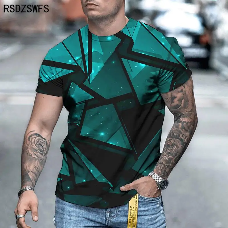 

2021 Summer New T-Shirts For Men And Women Geometrical Shirt Short Sleeve 3D Printed T-Shirt Round Collar Oversized T-Shirt