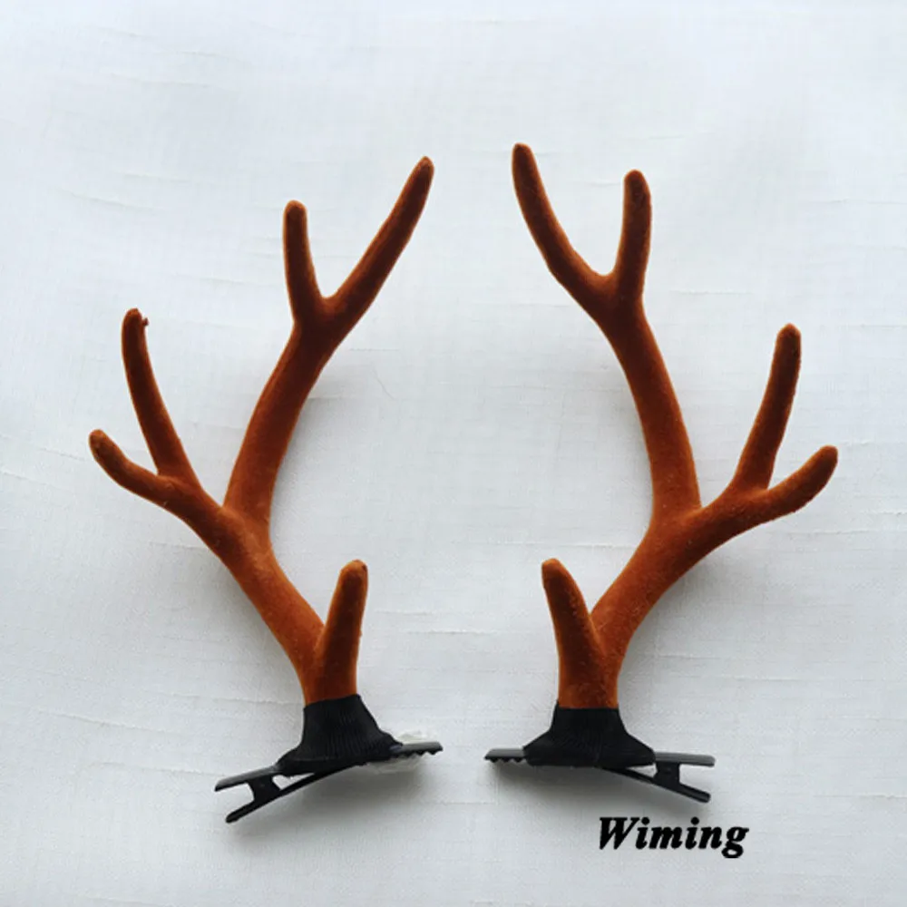 17cm hair clip-Brown Олень заживоздушная Зажимная лента женские рожки парикмахер лесной Фаун костюм оленя реквизит олень обручи с оленьими рогами для девочек - Цвет: 17cm hair clip-Brown