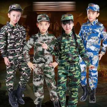 

Tactical Military Uniform for Children's Day Disguise Soldier Army Suit Carnival Halloween Costumes for Kid Girl Scout Boy