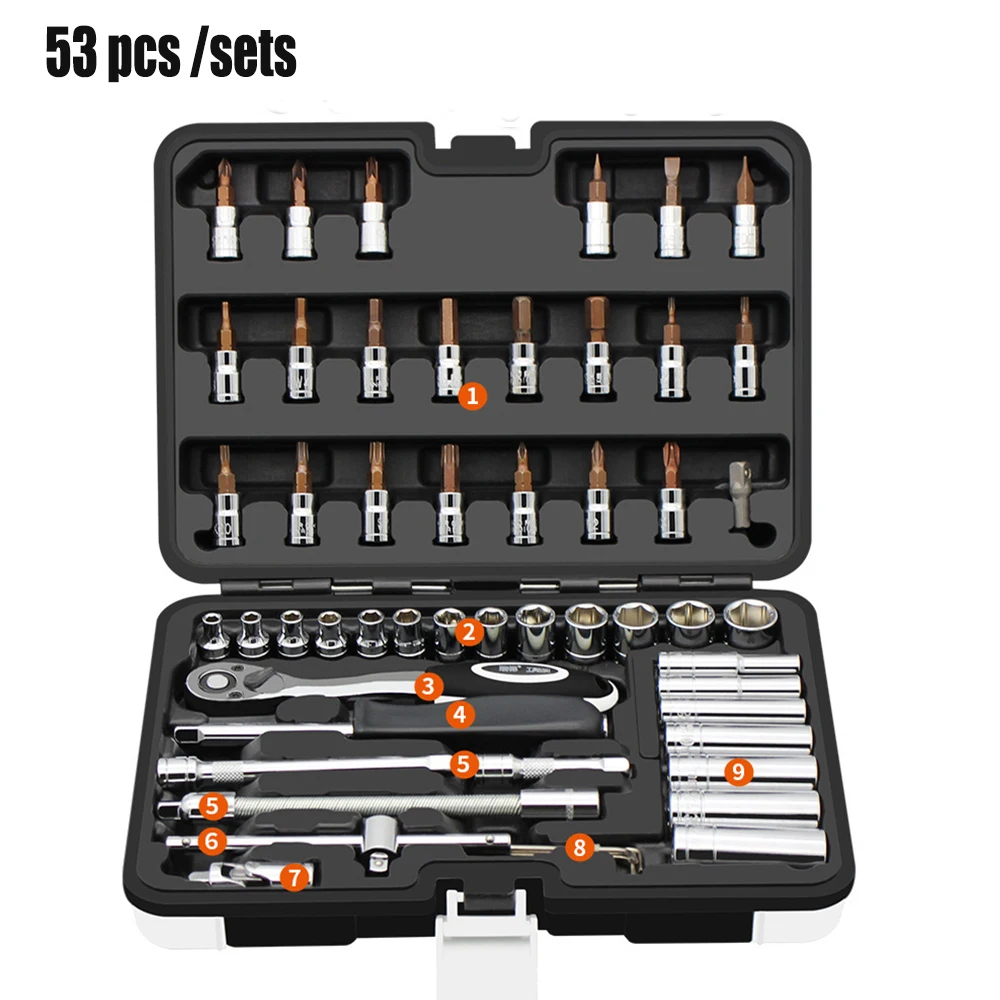 

Automobile Motorcycle Car Repair Tool Box Precision Ratchet Wrench Set Sleeve Universal Joint Hardware Tool Kit For Car