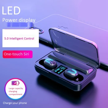 

Wireless Bluetooth 5.0 Earphone 8D Stereo Q32-1 TWS Headphone LED Display with 2000MAh Power Bank Headset with Microphone