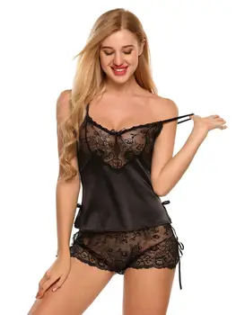 

CINOON New Women Pajamas Set Elegant Lace Satin Strap Clothes Summer Sleepwear Top Shorts Pajamas Set Plus Size Nightwear