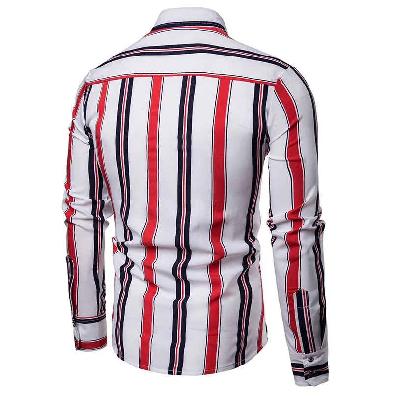 Новая мужская Повседневная рубашка Slim Fit Мужская Повседневная рубашка на пуговицах с длинным рукавом официальные сорочки мужская одежда