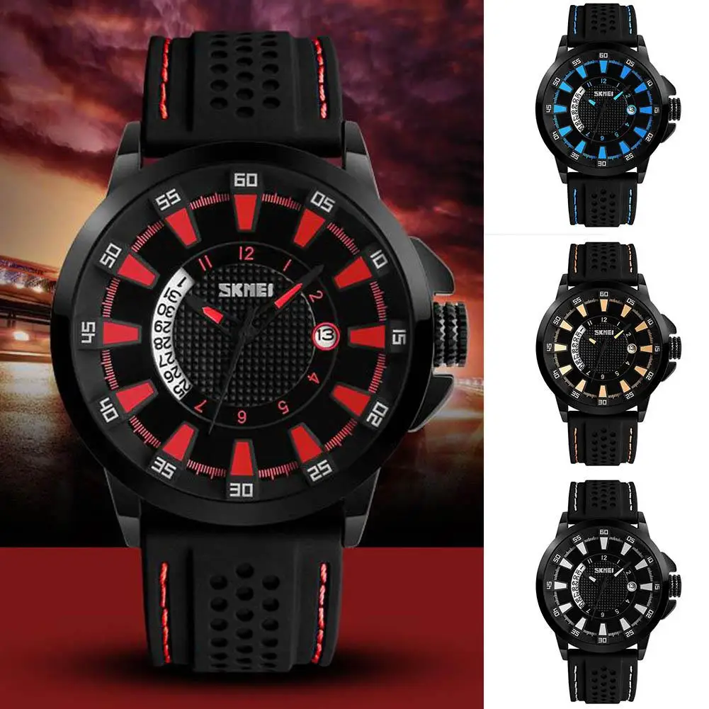 

watch men relogio Silicone Sports Men Quartz Calendar Round Dial Analog Soft Silicone Strap Wrist Watch relogio mas-culino relog