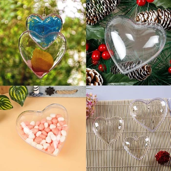 

Christmas Clear Bauble Heart Decoration Love Heart Shaped Ball 10pcs Craft