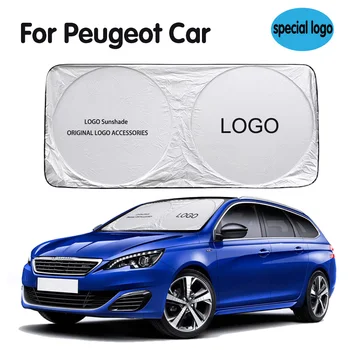 

For Peugeot car sunshade cover logo windshield sun visor protector blind block emblem parasol coche auto window sunlight shading