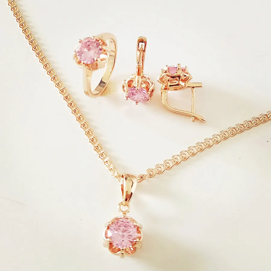 Женский комплект ювелирных изделий из розового золота 585 пробы ювелирное изделие