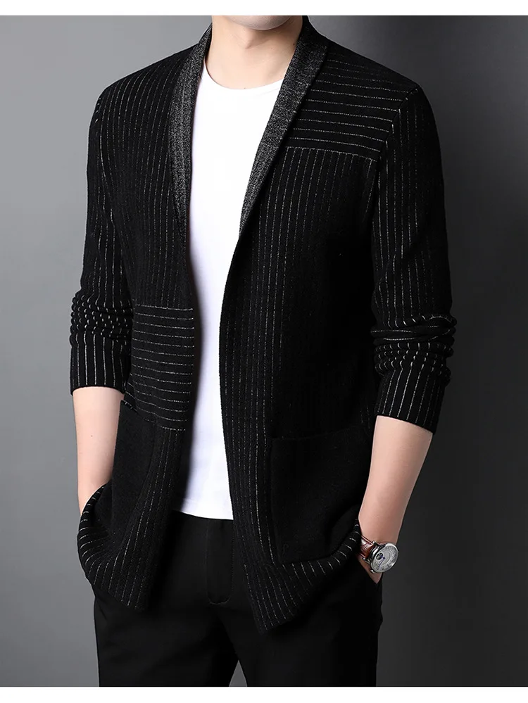 New Autum Winter Brand Fashion Knit Japanese Street Wear Mens Long Cardigan Retro Sweater Casual Coats Jacket Men Clothing