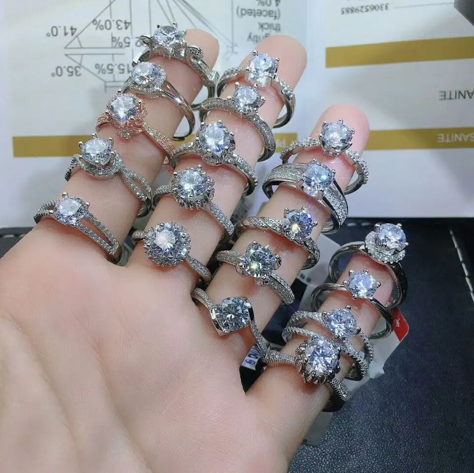 MeiBaPJ 9 Styles VVS1 D Color 1 Carat Moissanite Diamond Rings for Women Real 925 Sterling Silver Charm Fine Wedding Jewelry | Украшения и