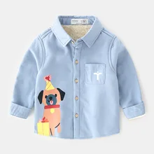 Рубашки для мальчиков модные плотные топы с длинными рукавами для мальчиков, детская одежда осенне-зимние Бархатные футболки для маленьких мальчиков