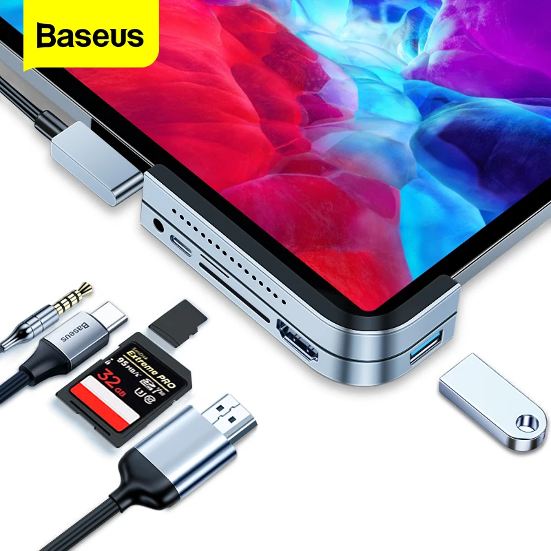 

Baseus USB C HUB For iPad Pro 12.9 11 2020 2018 Type C HUB to HDMI USB 3.0 PD Port 3.5mm Jack USB-C USB HUB Adapter For MacBook