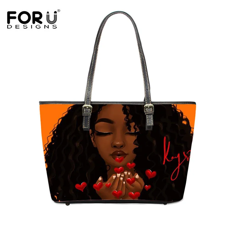 FORUDESIGNS, модные черные женские ручные сумки в стиле арт, брендовая дизайнерская сумка-тоут для женщин, большие кожаные дорожные сумки через плечо - Цвет: HK4116DP