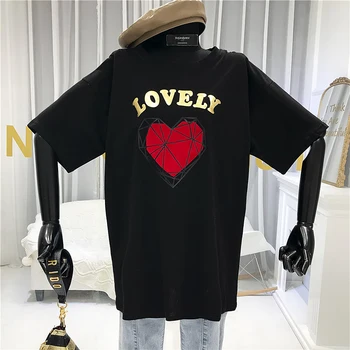 

Cotton Print New 2020 Korean Clothes Women Tshirt with Short Sleeve O-Neck Casual Fashion Women's Extended T-shirt