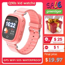Q90S водонепроницаемые gps Детские умные часы телефон положение детские часы 1,3 дюймов цветной сенсорный экран wifi SOS умные детские часы