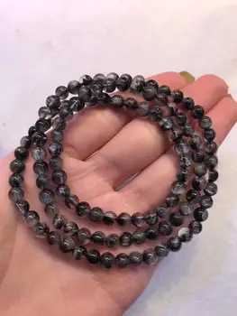 

5.2mm Top Natural Brookite Platinum Silver Rutilated Quartz Bracelet Crystal Gemstone Clear Round Beads Woman Man AAAAAA
