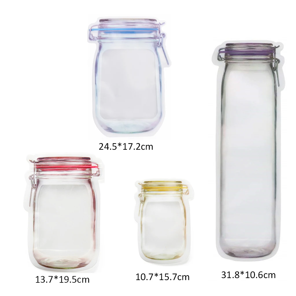 

20 Pcs Mason Jar Pattern Food Saver Storage Bags Set Reusable Snack Saver Bag Leakproof Food Sandwich Storage Bags For Travel