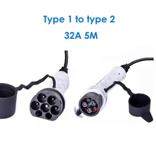 Электромобиль зарядное устройство Тип 1 до 2 типа кабель EV зарядное устройство j1772 32a зарядное устройство для автомобилей 5 м iec62196 evse комплект