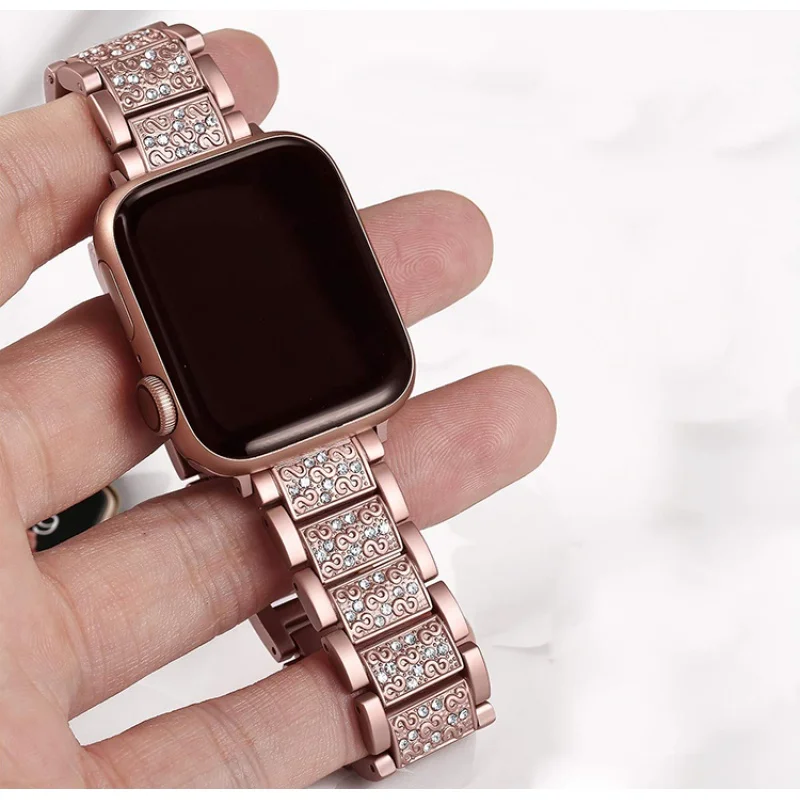 

Diamond Case+strap for iwatch band 44mm 38mm correas for apple watch 42mm 40mm Stainless Steel bracelet watchband series 3 4 5 6