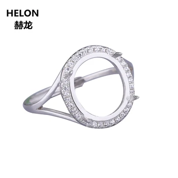 

925 Sterling Silver Women Engagement Wedding Ring CZ Cubic Zirconia 12x13mm Oval Cabochon Semi Mount Ring Setting